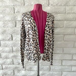LOFT Animal Print Cardigan Sweater Size Small